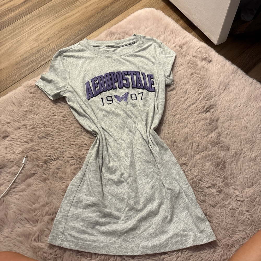 Aeropostale Heather Gray Dress with Purple Print